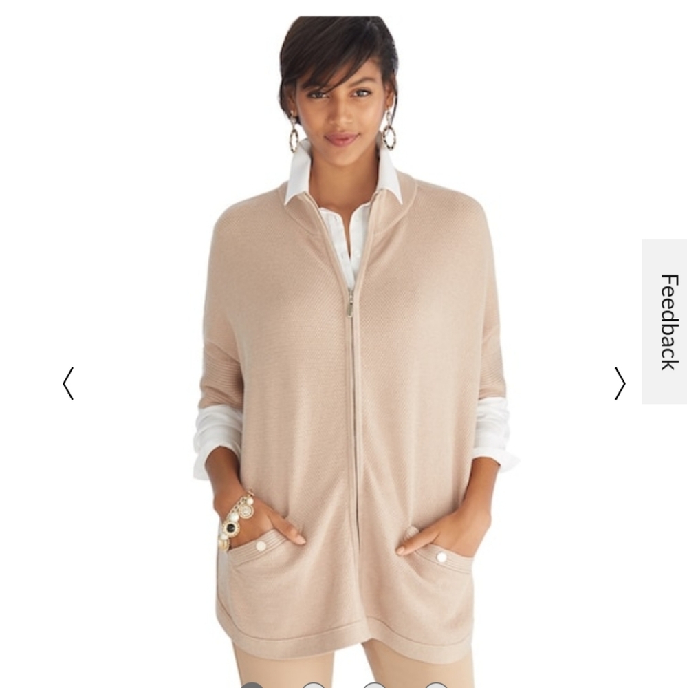 White House Back Market zip up sweater poncho.